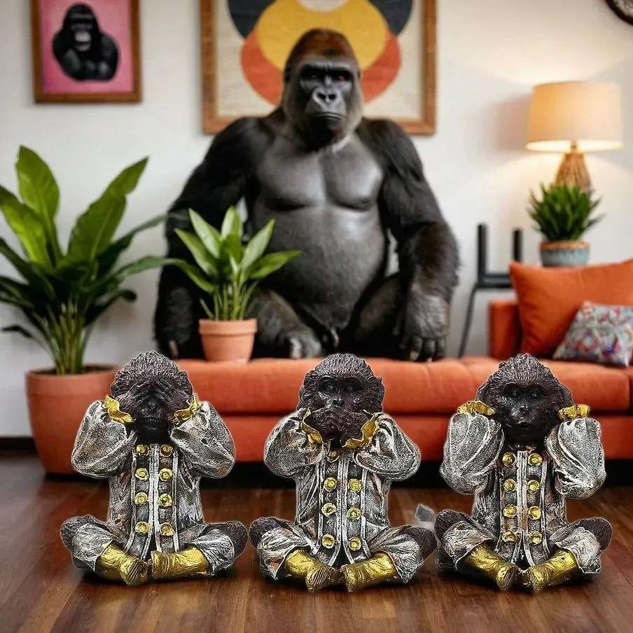 Set of 3 Monkey  Showpiece - Image 3